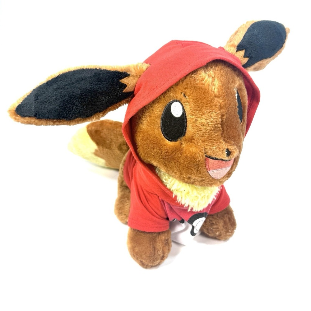 Build A Bear Pokemon Eevee Plush 16" Red Hoodie‎ Stuffed Animal 2017 BAB